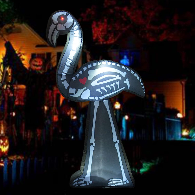 The Holiday Aisle® Ellefson Halloween Inflatable 5.5FT Zombie Flamingos